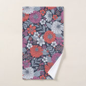 Koraal, magenta en blauwzink, Floral Bad Handdoek (Handdoek)