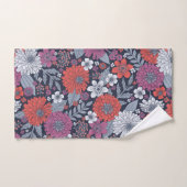 Koraal, magenta en blauwzink, Floral Bad Handdoek (Handdoek)