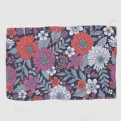 Koraal, magenta en blauwzink, Floral Golfhanddoek (Horizontaal)