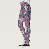 Koraal, magenta en blauwzink, Floral Leggings (Links)