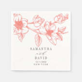 Koraal Magnolia Bloemen Bruiloft Bloemen Gepersona Servet (Voorkant)