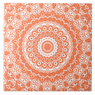 Koraal Mandala Geometrisch Patroon Tegeltje