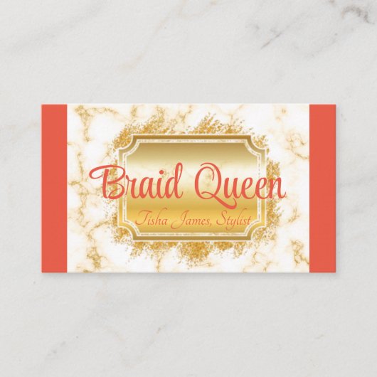 Koraal Marble Hair Braiding Visitekaartje (Voorkant)