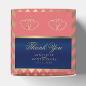 Koraal & Marine Blauw met Gouden Harten 2 Bedankdoosjes (Bovenkant)