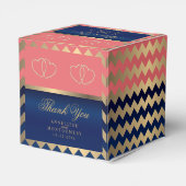 Koraal & Marine Blauw met Gouden Harten 2 Bedankdoosjes (Achterkant)