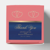 Koraal & Marine Blauw met Gouden Harten Bedankdoosjes (Bovenkant)