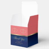 Koraal & Marine Blauw met Gouden Harten Bedankdoosjes (Geopend)