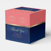 Koraal & Marine Blauw met Gouden Harten Bedankdoosjes (Achterkant)