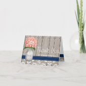 Koraal Marine Hydrangea Monogram Mason Jar BEDANKT (Voorkant)