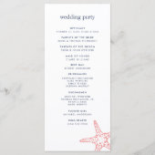 Koraal & Marine Starfish Wedding Ceremony Programm Programmakaart (Achterkant)