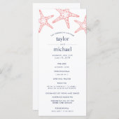 Koraal & Marine Starfish Wedding Ceremony Programm Programmakaart (Voorkant / Achterkant)