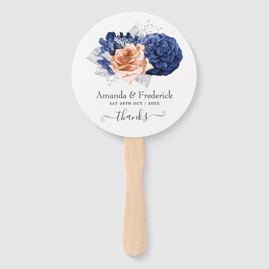 Koraal, marineslag en zilver handwaaier (Voorkant)