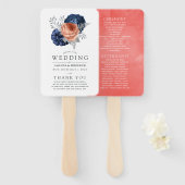 Koraal, marineslag en zilver handwaaier (Voorkant en achterkant)