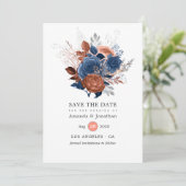 Koraal, marineslag en zilver save the date (Staand voorkant)