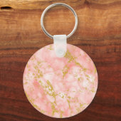 Koraal Marmer Goud Glitter Elegant Goud Monogram Sleutelhanger (Achterkant)