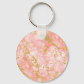 Koraal Marmer Goud Glitter Elegant Goud Monogram Sleutelhanger (Achterkant)