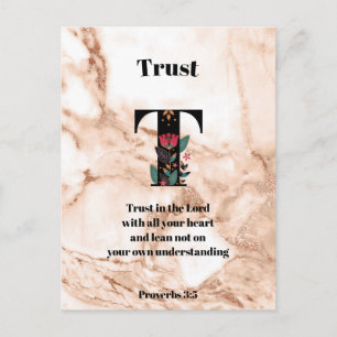 Koraal Marmer T Monogram Persoonlijke Schrifttekst Briefkaart