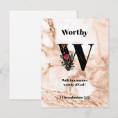 Koraal Marmer W Monogram Gepersonaliseerde Schrift Briefkaart (Voorkant / Achterkant)