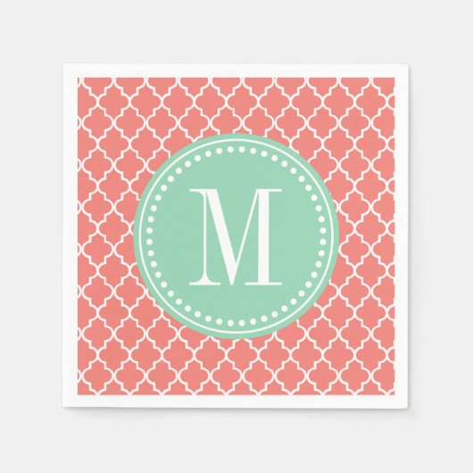 Koraal Marokkaanse Tegels rooster gepersonaliseerd Servetten (Voorkant)