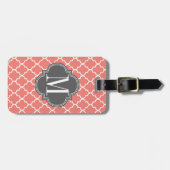 Koraal Marokkaanse Tegels Traliewerk Persoonlijk Bagagelabel (Voorkant horizontaal)