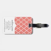 Koraal Marokkaanse Tegels Traliewerk Persoonlijk Bagagelabel (Achterkant horizontaal)