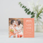Koraal Mason Jar Foto Save the Date Briefkaart (Staand voorkant)