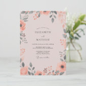Koraal Mauve Wilde Bloemen Bruiloft Kaart (Staand voorkant)