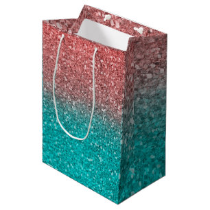 Koraal Meloen Oranje Turkoois Aqua Groen Glitteren Medium Cadeauzakje