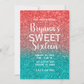 Koraal Melon Sinaasappel Blauwgroen Aqua Glitter S Kaart (Voorkant)