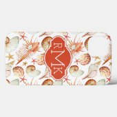 Koraal met een patroon voor schelpen en krabben |  Case-Mate iPhone case (Achterkant (horizontaal))