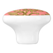Koraal met Gouden Zeewier Keramische Knop (Zijkant)