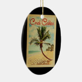 Koraal met palmboom Vintage Travel Keramisch Ornament (Rechts)