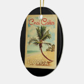 Koraal met palmboom Vintage Travel Keramisch Ornament (Links)