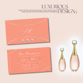 Koraal met Pearl Silver Border Jewelen en Monogram Visitekaartje