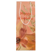 Koraal met perzikbloem wijn cadeautas (Achterkant)