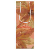 Koraal met perzikbloem wijn cadeautas (Voorkant)