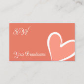 Koraal met prachtige roze hartslag en monogram Cut Visitekaartje (Voorkant)