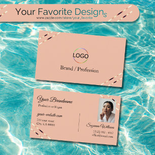 Koraal met roze gouden lijnen Logo en foto elegant Visitekaartje