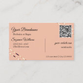 Koraal met roze gouden lijnen Monogram QR-code Visitekaartje (Achterkant)