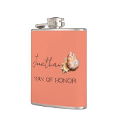 Koraal met schelp gepersonaliseerde man van eer fl heupfles (Links)