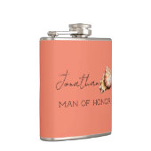 Koraal met schelp gepersonaliseerde man van eer fl heupfles (Rechts)