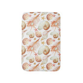 Koraal met schelpen en krabbetpatroon badmat (Voorkant Verticaal)
