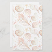 Koraal met schelpen en krabbetpatroon briefpapier (Voorkant / Achterkant)