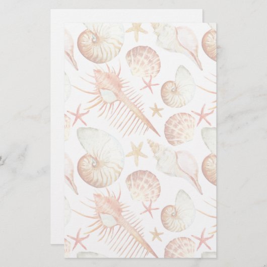 Koraal met schelpen en krabbetpatroon briefpapier (Voorkant / Achterkant)