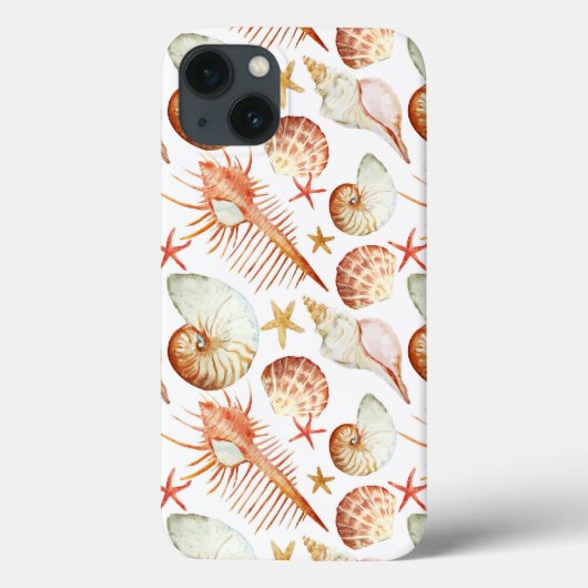 Koraal met schelpen- en krabbetpatroon Case-Mate iPhone case (Achterkant)