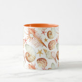 Koraal met schelpen en krabbetpatroon mok (Midden)