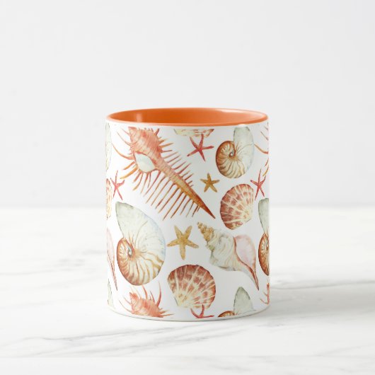 Koraal met schelpen en krabbetpatroon mok (Midden)