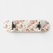 Koraal met schelpen en krabbetpatroon skateboard (Horizontaal)