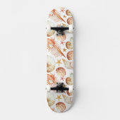 Koraal met schelpen en krabbetpatroon skateboard (Voorkant)