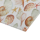 Koraal met schelpen en krabbetpatroon snijplank (Hoek)